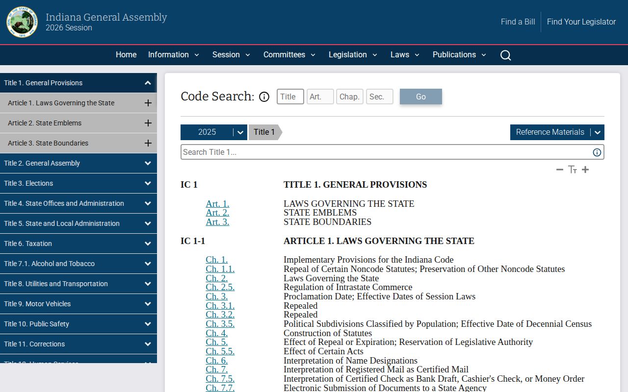 Indiana Code portal used to locate criminal-history and expungement laws