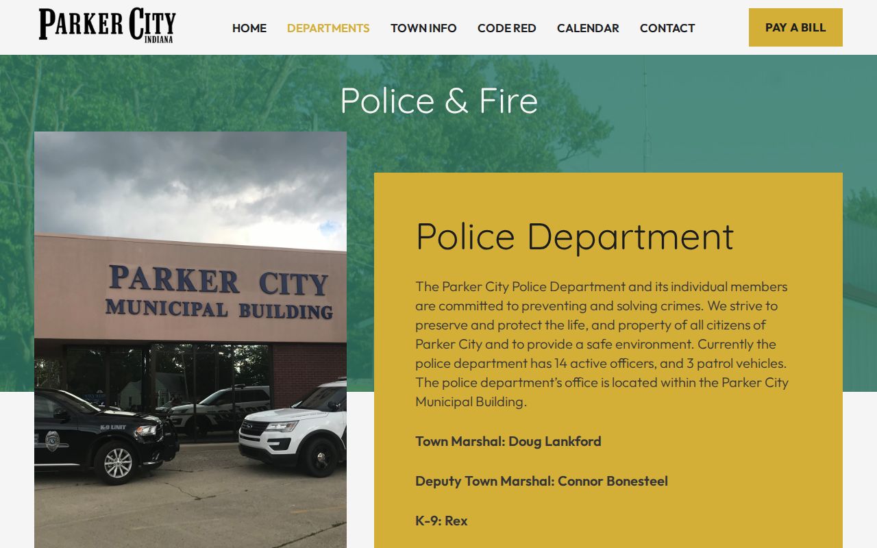 Parker City Police Department records contact page