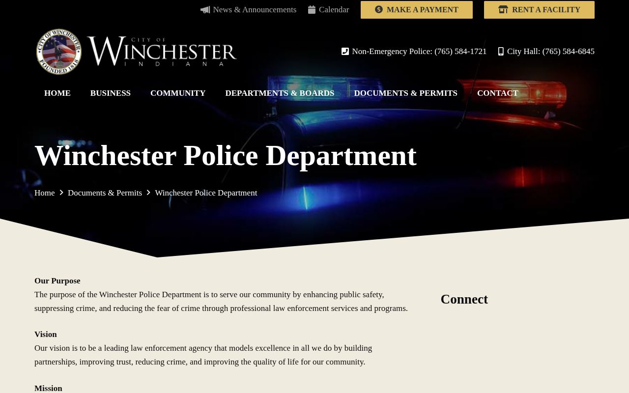 Winchester Police Department arrest records contact page